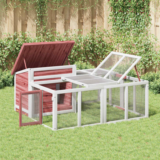 VidaXL Konijnenhok 144x123x67,5 cm massief grenenhout mokkakleurig