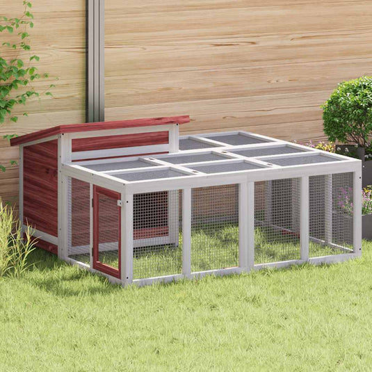 VidaXL Konijnenhok 144x123x67,5 cm massief grenenhout mokkakleurig