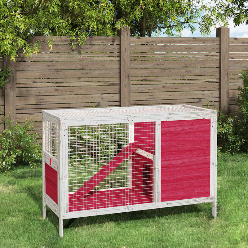 Load image into Gallery viewer, Vidaxl konijnenhok 103x44x69,5 cm massief grenenhout rood
