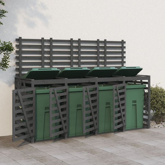 VidaXL Containerberging viervoudig massief grenenhout grijs