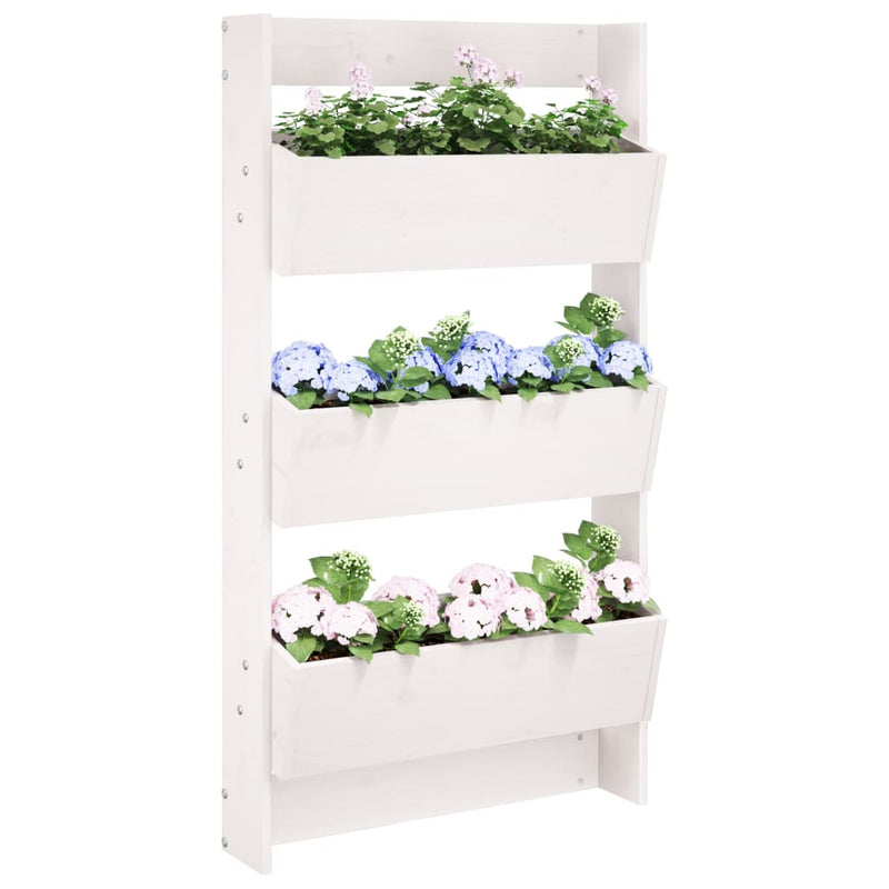 Load image into Gallery viewer, Vidaxl plantenbak wandmontage 3-laags 60x18,5x110 cm grenenhout wit

