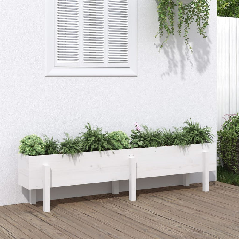 Load image into Gallery viewer, Vidaxl plantenbak verhoogd 160x30x38 cm massief grenenhout wit

