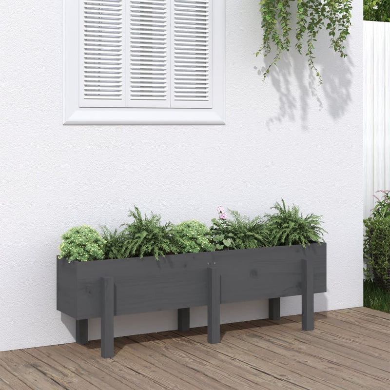 Load image into Gallery viewer, Vidaxl plantenbak verhoogd 121x30x38 cm massief grenenhout grijs
