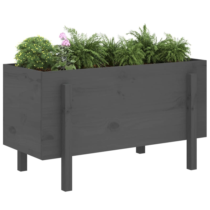 Load image into Gallery viewer, Vidaxl plantenbak verhoogd 101x50x57 cm massief grenenhout grijs
