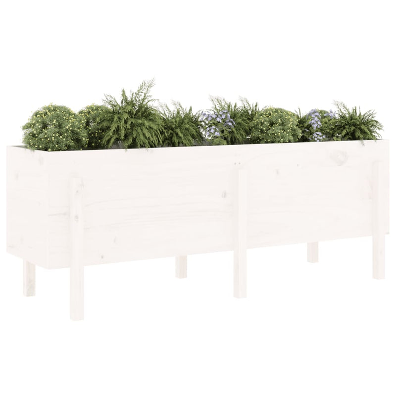 Load image into Gallery viewer, Vidaxl plantenbak verhoogd 160x50x57 cm massief grenenhout wit
