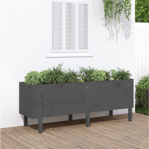 Vidaxl plantenbak verhoogd 160x50x57 cm massief grenenhout grijs