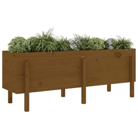 Vidaxl plantenbak verhoogd 160x50x57 cm massief grenenhout honingbruin