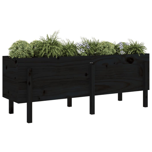 Vidaxl plantenbak verhoogd 160x50x57 cm massief grenenhout zwart