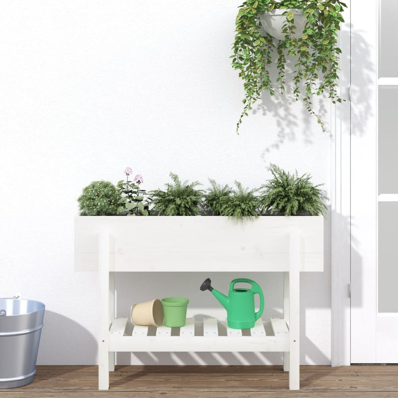 Load image into Gallery viewer, Vidaxl plantenbak verhoogd 101x30x69 cm massief grenenhout wit
