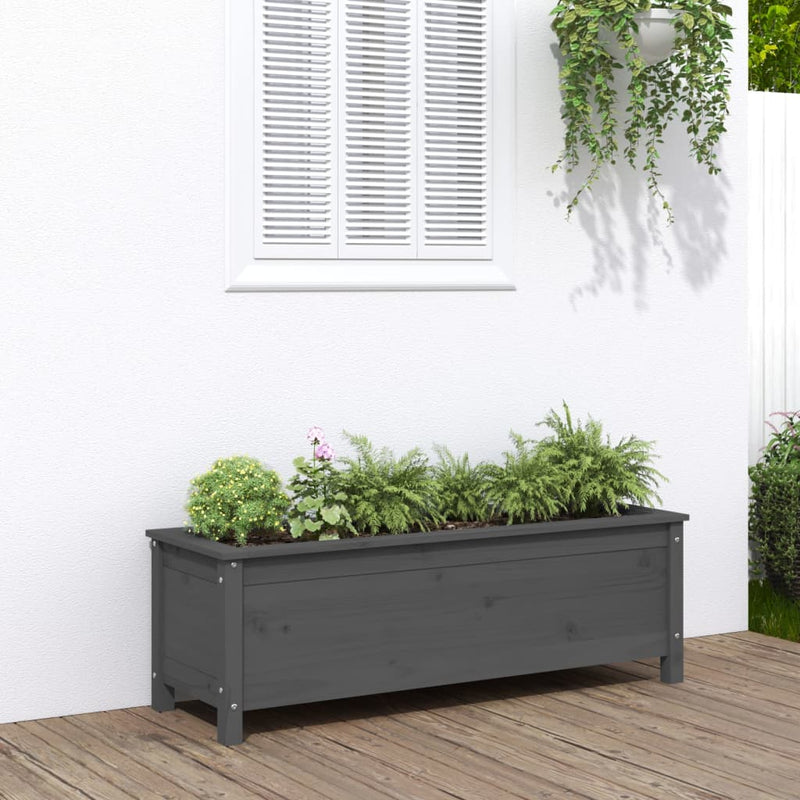 Load image into Gallery viewer, Vidaxl plantenbak verhoogd 119,5x40x39 cm massief grenenhout grijs
