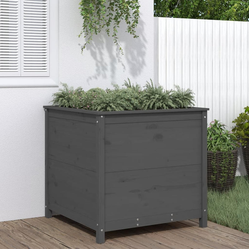 Load image into Gallery viewer, Vidaxl plantenbak 82,5x82,5x78 cm massief grenenhout grijs
