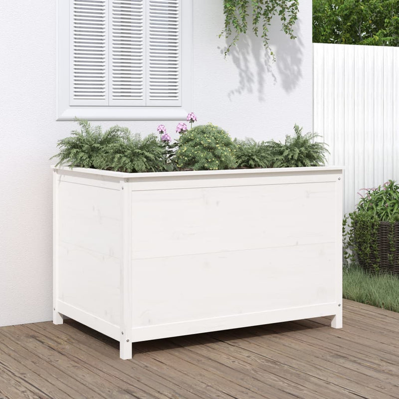 Load image into Gallery viewer, Vidaxl plantenbak verhoogd 119,5x82,5x78 cm massief grenenhout wit
