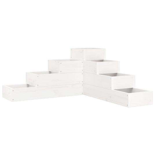 Vidaxl plantenbak 4-laags 80,5x79x36 cm massief grenenhout wit