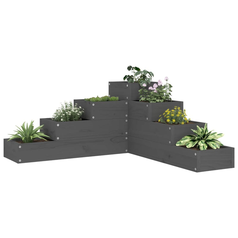 Load image into Gallery viewer, VidaXL Plantenbak 4-laags 80,5x79x36 cm massief grenenhout grijs
