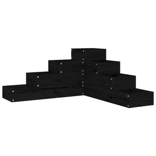 VidaXL Plantenbak 4-laags 80,5x79x36 cm massief grenenhout zwart