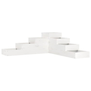 Vidaxl plantenbak 4-laags 106x104,5x36 cm massief grenenhout wit