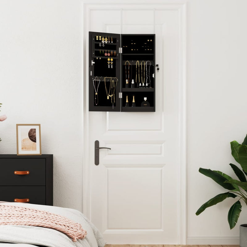 Load image into Gallery viewer, Vidaxl sieradenkast met spiegel wandgemonteerd 30x8,5x67 cm zwart
