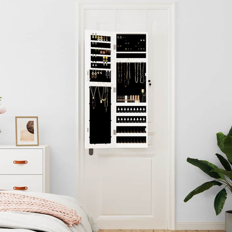 Load image into Gallery viewer, Vidaxl sieradenkast met spiegel wandgemonteerd 30x8,5x106 cm wit
