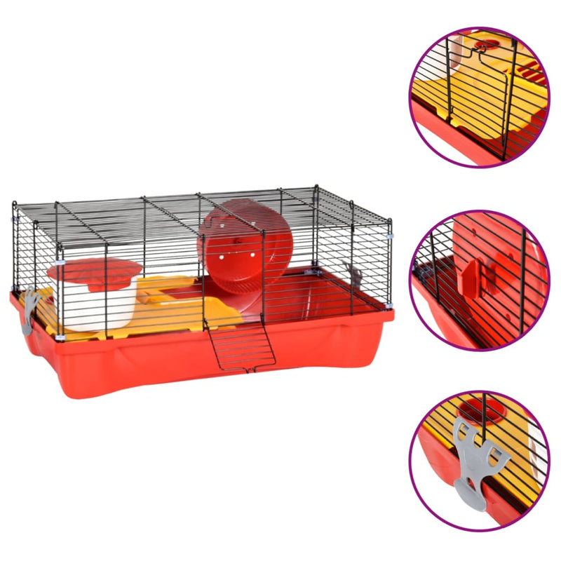 Load image into Gallery viewer, Vidaxl hamsterkooi 58x32x36 cm polypropeen en metaal rood

