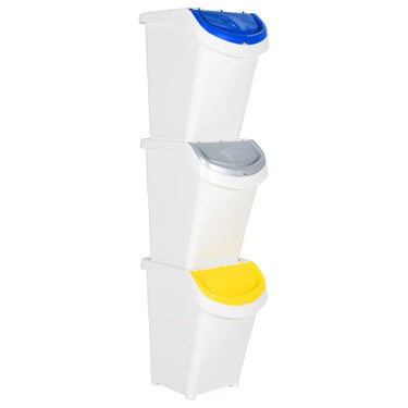 Vidaxl afvalbakken met deksels stapelbaar 3 st pp 120 l wit