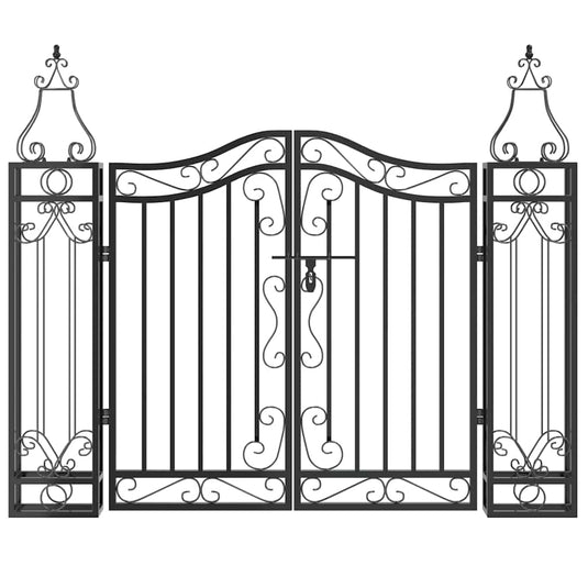 Vidaxl poort 121x8x100 cm smeedijzer zwart