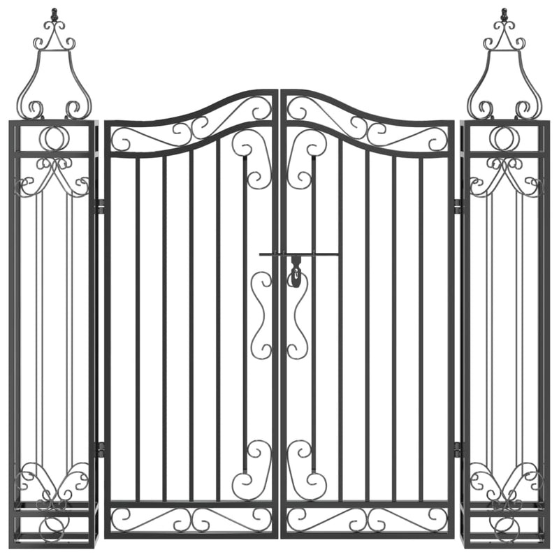 Cargue la imagen en el visor de la galería, Vidaxl poort 121x8x120 cm smeedijzer zwart
