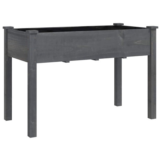 Vidaxl plantenbak met voering 118x59x76 cm massief vurenhout grijs