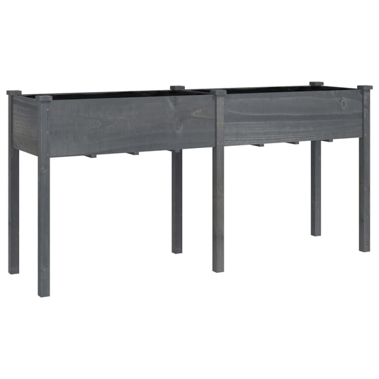 Vidaxl plantenbak met voering 161x45x76 cm massief vurenhout grijs