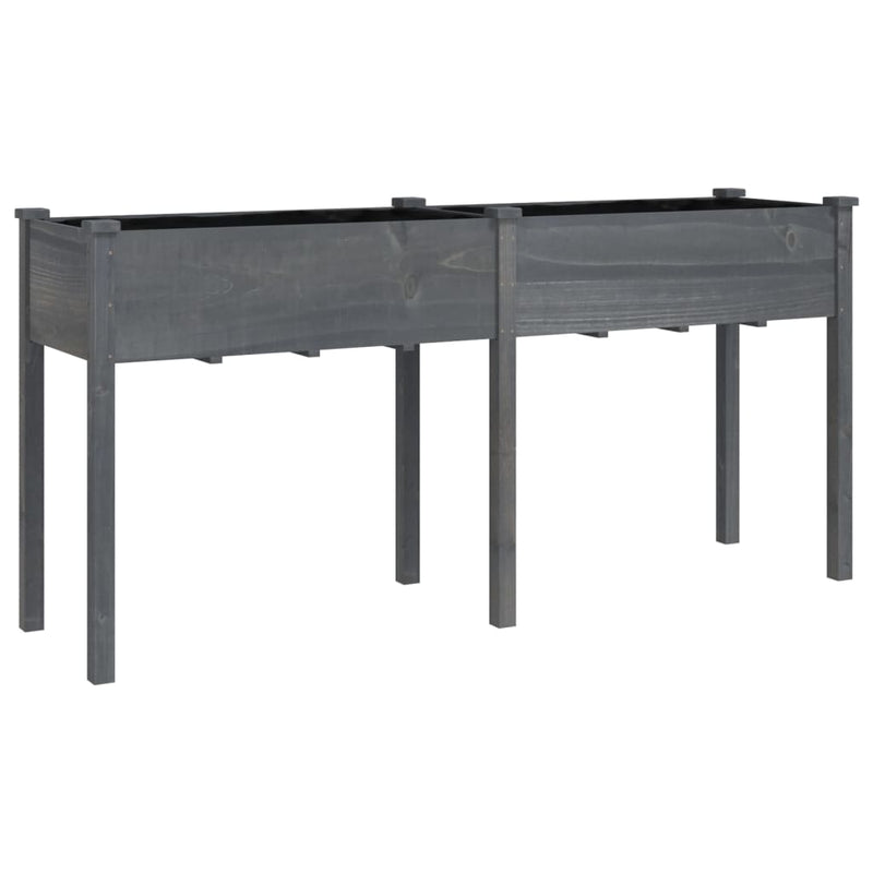 Chargez l'image dans la visionneuse de la galerie, Vidaxl plantenbak met voering 161x45x76 cm massief vurenhout grijs
