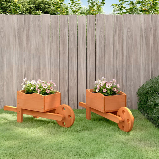Vidaxl plantenbakken kruiwagen 2 st 47x15x19 cm massief vurenhout