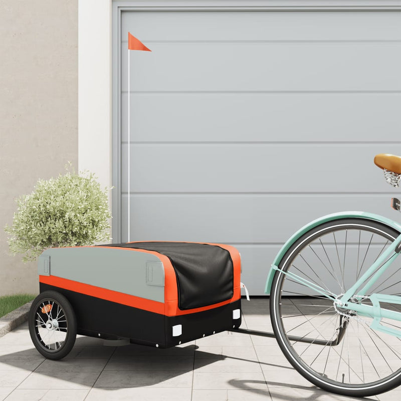 Load image into Gallery viewer, Vidaxl fietstrailer 45 kg ijzer zwart en oranje
