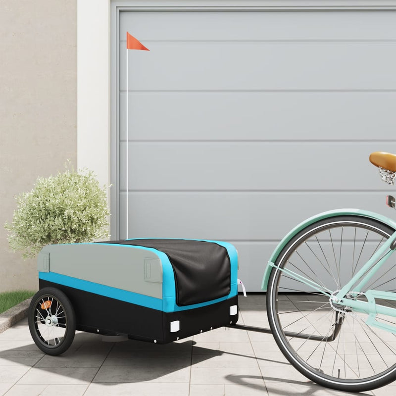 Load image into Gallery viewer, Vidaxl fietstrailer 45 kg ijzer zwart en blauw

