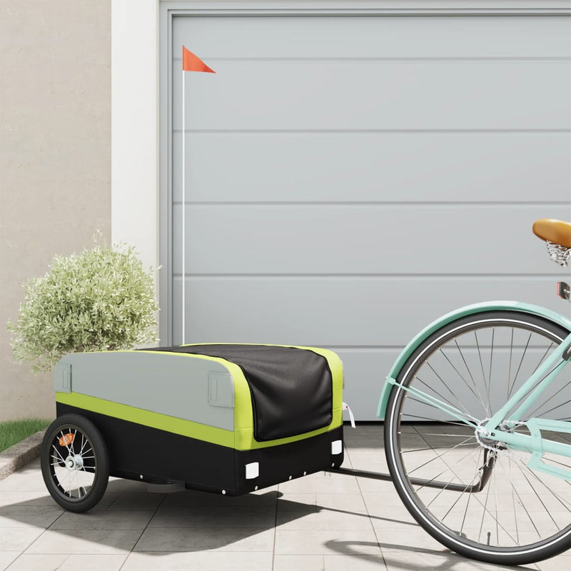 Load image into Gallery viewer, Vidaxl fietstrailer 45 kg ijzer zwart en groen
