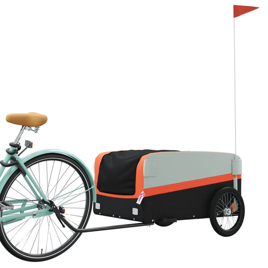 Vidaxl fietstrailer 45 kg ijzer zwart en oranje