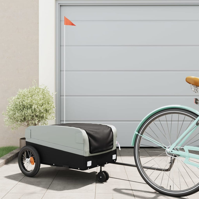 Load image into Gallery viewer, Vidaxl fietstrailer 30 kg ijzer zwart en grijs
