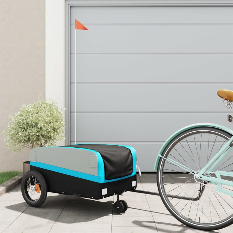 Load image into Gallery viewer, Vidaxl fietstrailer 30 kg ijzer zwart en blauw
