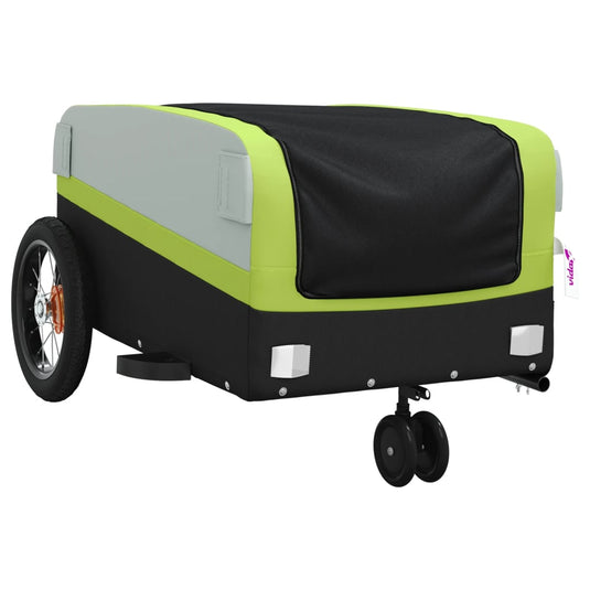 Vidaxl fietstrailer 30 kg ijzer zwart en groen