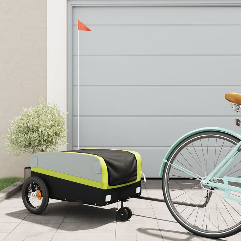Afbeelding laden in galerijviewer, Vidaxl fietstrailer 30 kg ijzer zwart en groen
