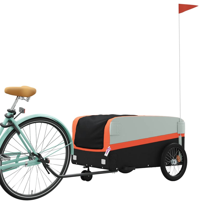 Load image into Gallery viewer, Vidaxl fietstrailer 45 kg ijzer zwart en oranje
