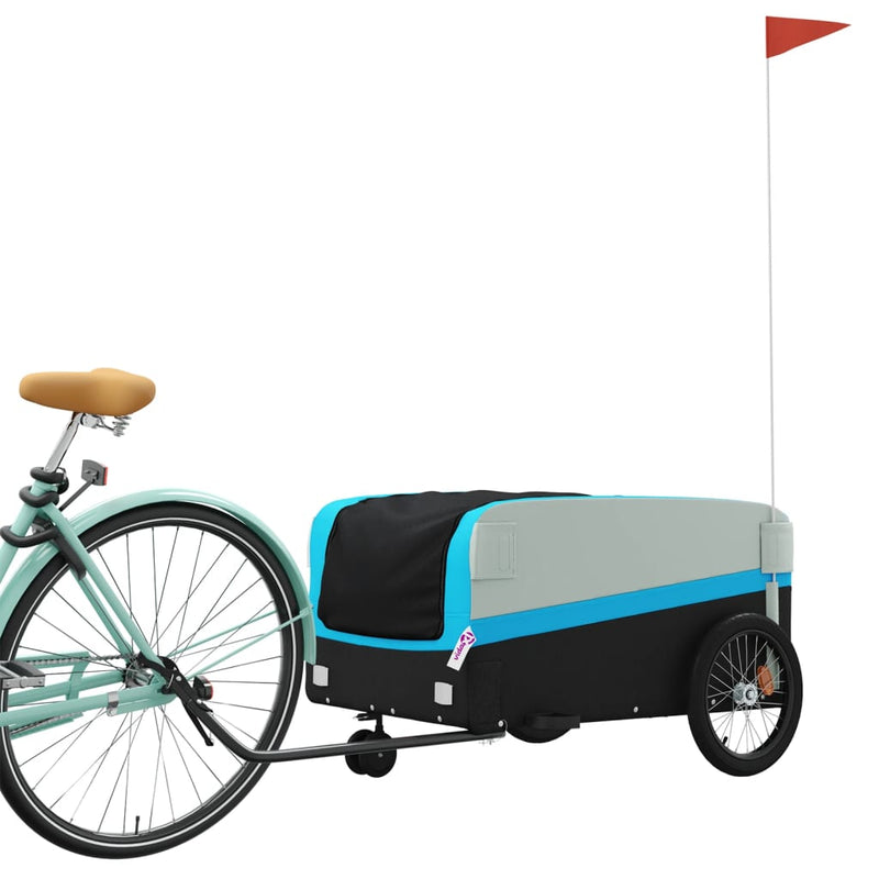 Load image into Gallery viewer, Vidaxl fietstrailer 45 kg ijzer zwart en blauw
