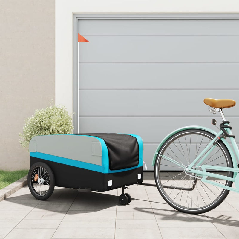 Load image into Gallery viewer, Vidaxl fietstrailer 45 kg ijzer zwart en blauw

