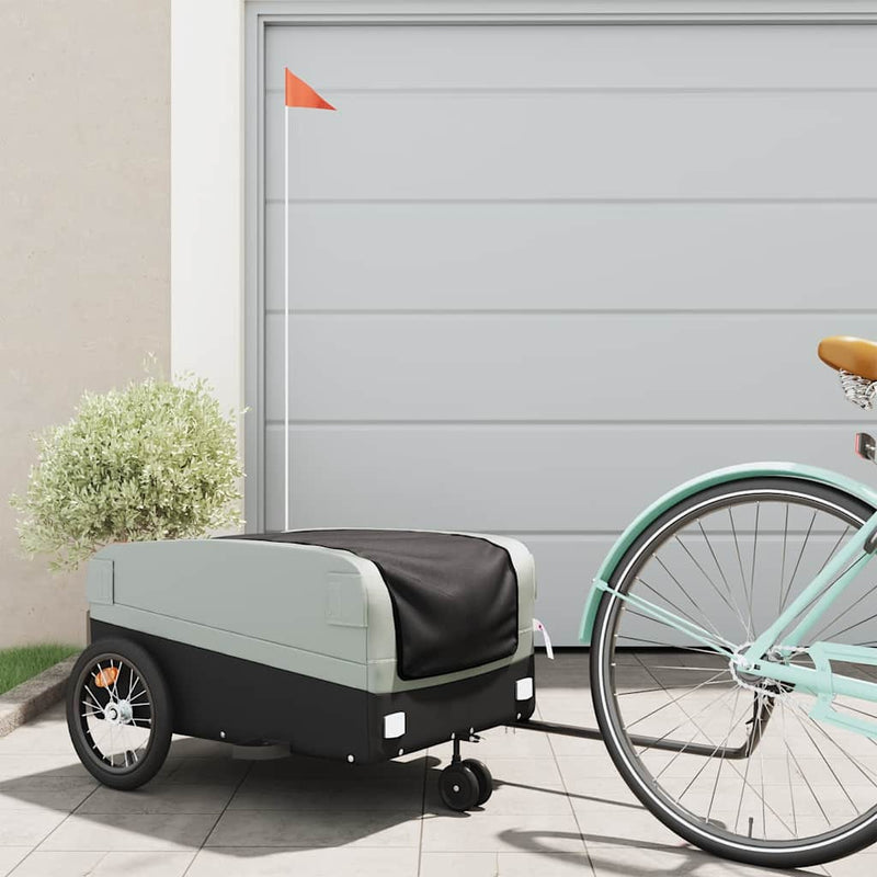 Load image into Gallery viewer, Vidaxl fietstrailer 45 kg ijzer zwart en grijs
