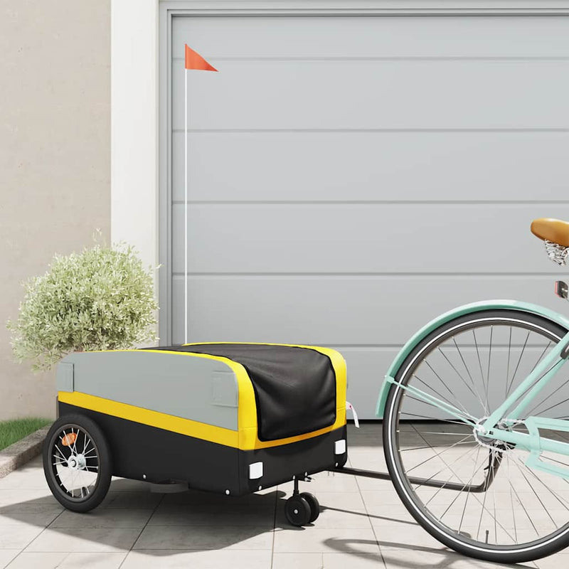 Load image into Gallery viewer, Vidaxl fietstrailer 45 kg ijzer zwart en geel
