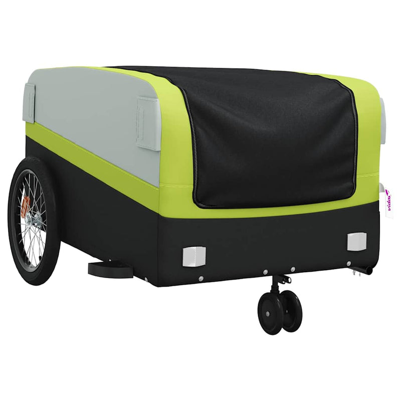 Afbeelding laden in galerijviewer, Vidaxl fietstrailer 45 kg ijzer zwart en groen
