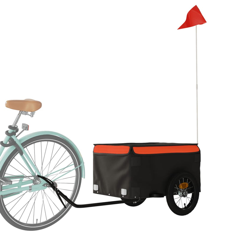 Afbeelding laden in galerijviewer, Vidaxl fietstrailer 30 kg ijzer zwart en oranje
