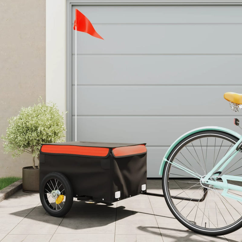 Afbeelding laden in galerijviewer, Vidaxl fietstrailer 30 kg ijzer zwart en oranje
