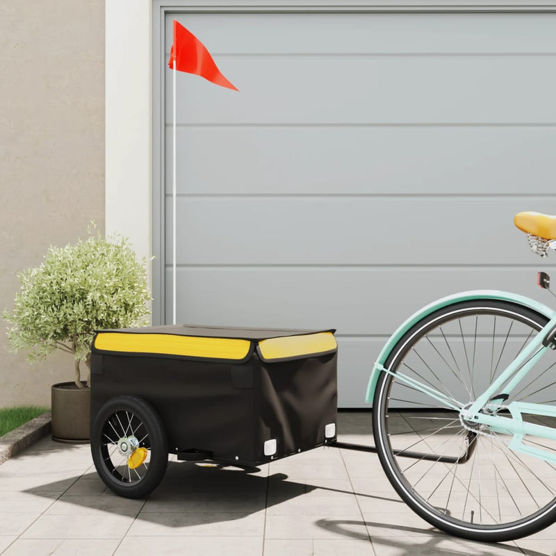 Load image into Gallery viewer, VidaXL Fietstrailer 30 kg ijzer zwart en geel
