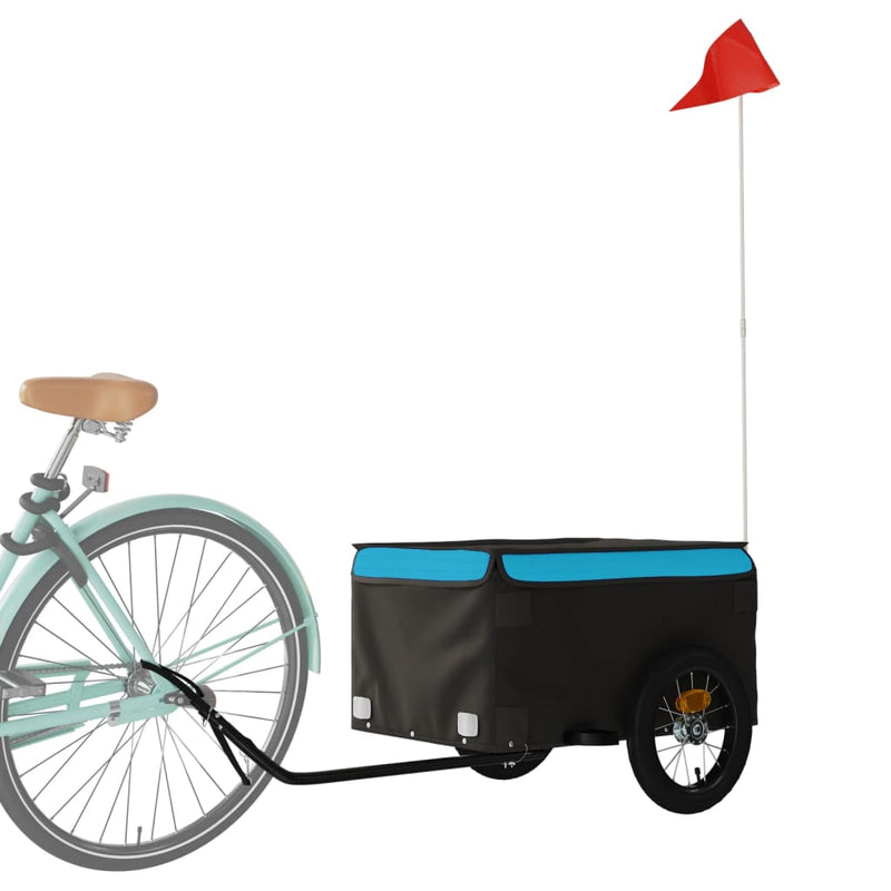 Load image into Gallery viewer, Vidaxl fietstrailer 30 kg ijzer zwart en blauw
