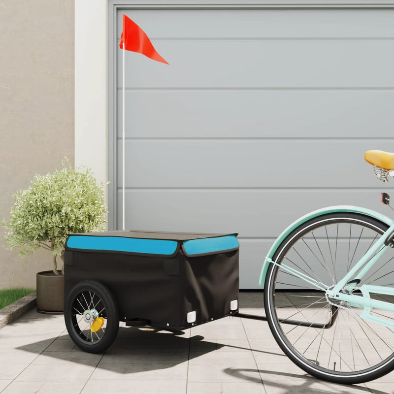 Load image into Gallery viewer, Vidaxl fietstrailer 30 kg ijzer zwart en blauw
