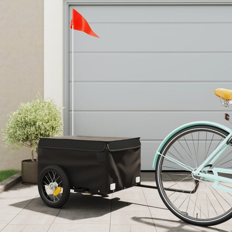 Chargez l'image dans la visionneuse de la galerie, Vidaxl fietstrailer 30 kg ijzer zwart
